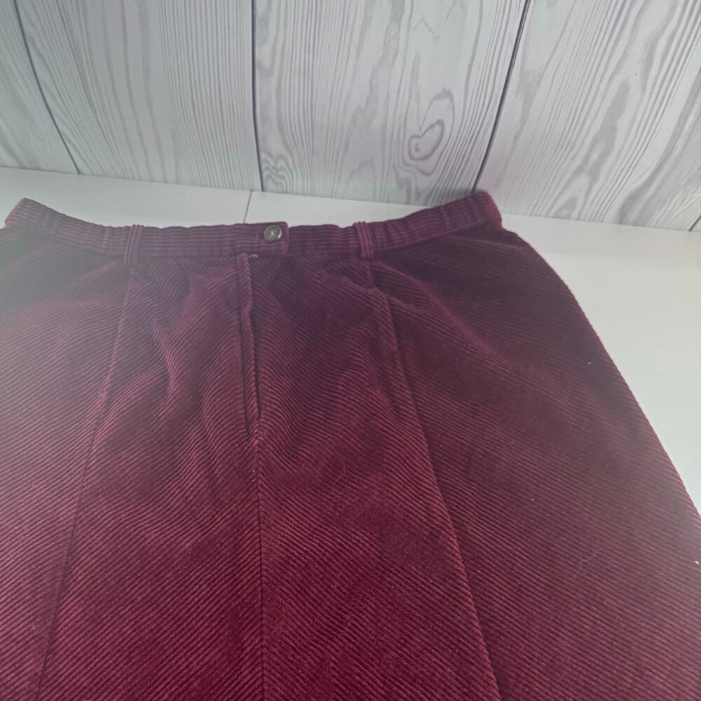 Vtg Orvis Women Sz 14 Maroon Corduroy A-Line Midi High Waist Skirt - Picture 5 of 7
